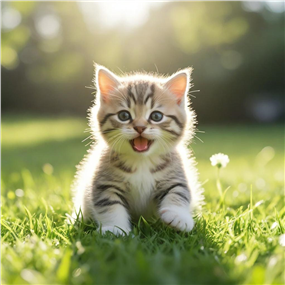 春日草地萌宠猫咪摄影图片